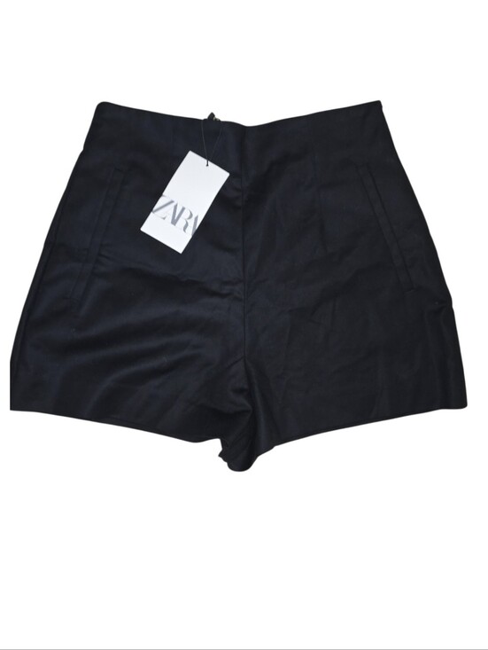 Zara Pants - NWT Zara Black High-waisted Flat Front Tailored Shorts Medium Side Zip